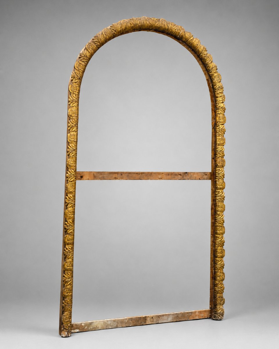 Grande cornice architettonica in legno intagliato e dorato, Italia,  XIX secolo-photo-1
