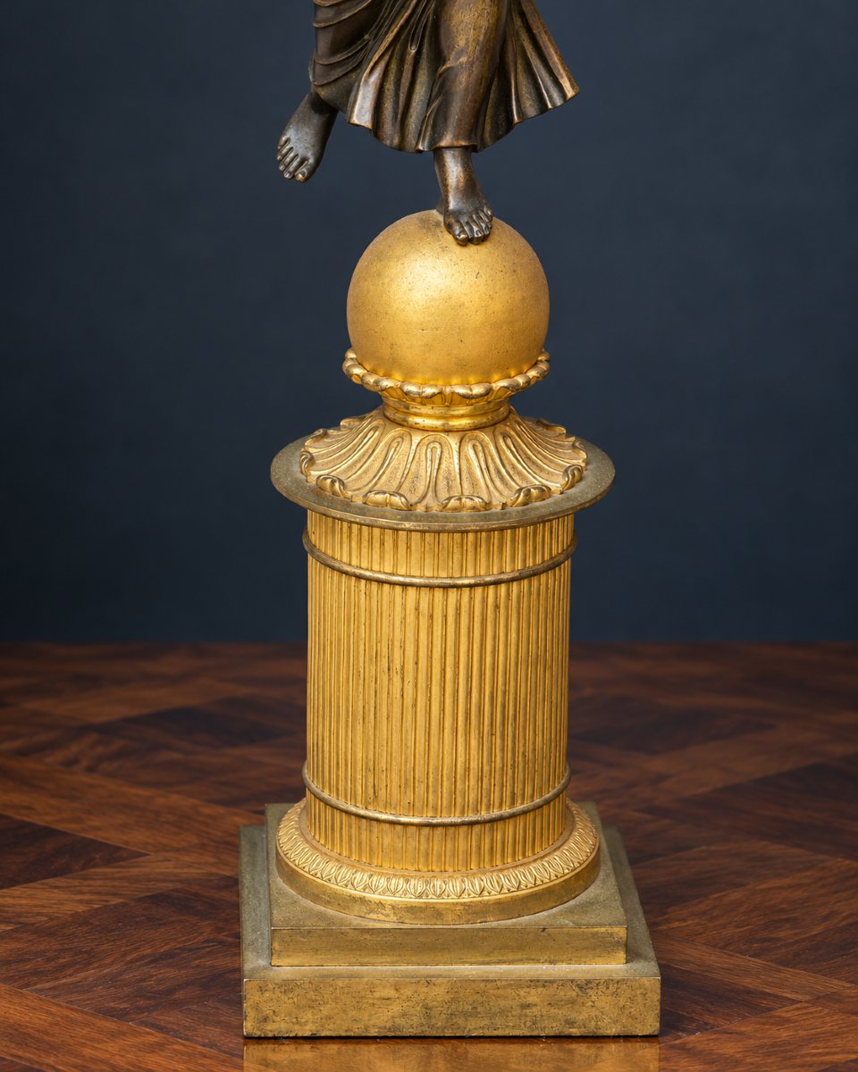 Pair of monumental gilt and patinated bronze candelabra, 19th century - 85 cm-photo-4
