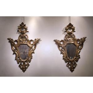 Coppia di specchiere, Argento e mistura. Napoli XVII secolo