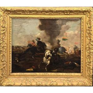 Scena di battaglia del XVII secolo.  "Scontro di cavalleria"