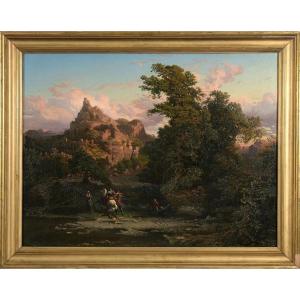 Alessandro LA VOLPE (c. 1820 - 1887) Paesaggio con rovine, Olio su tela. Firmato e datato 1859