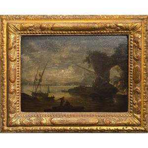 Dipinto, olio su tavola, Souvenir di Napoli, Pierre-Jacques Volaire, XIX secolo