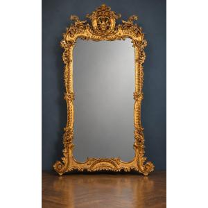 Grande specchio dorato in stile rococò/rocaille – fine XIX secolo
