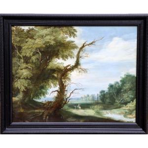 Attributed To Gysbrecht Leytens (1586 - 1642/1657), A Falconer In A Partly Wooded Landscape