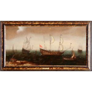 Cornelis Isaacz. Verbeeck (circa 1590 - 1637), Dutch Shipping Near The Beach