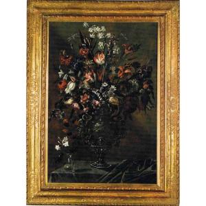 Entourage Of Mario Nuzzi, (“mario Dei Fiori”), Still Life Of Flowers In A Silver Vase