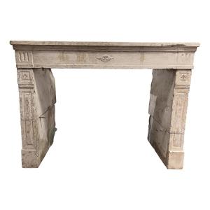 Louis XVI Limestone Fireplace, Dating From +/- 1800