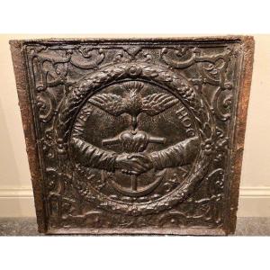 Cast Iron Fireplace Plate, Dating From The Year 1692