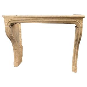 French Limestone Fireplace, 18th Century