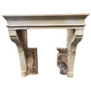 Limestone Fireplace, 19th Century