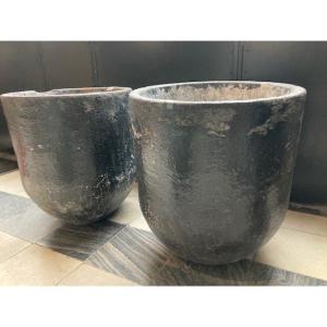 Pair Of Foundry Ceramic Jars 