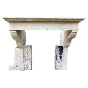 French Limestone Fireplace
