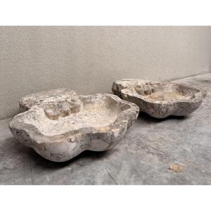 Set Of 2 Italian Terrazzo Holy Water Fonts/wall Fountains