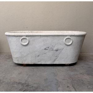Ancient Italian Bath Tub In Carrara Marble