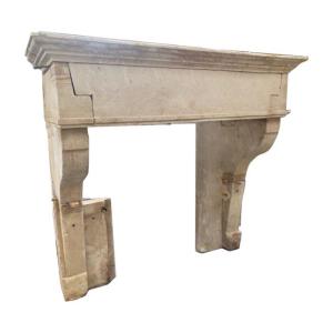 French Limestone Fireplace
