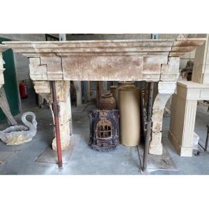 French Limestone Fireplace Mantel