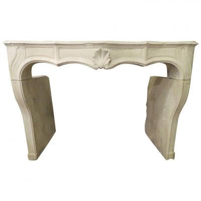 Hand-carved Louis XV Fireplace In French Limestone, 19th C