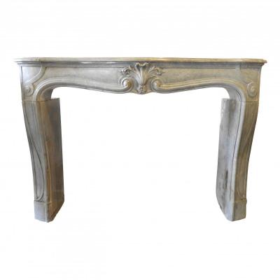 Louis XV Fireplace In Burgundy Stone, 19th Century