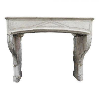 French Limestone Fireplace, 19th Century