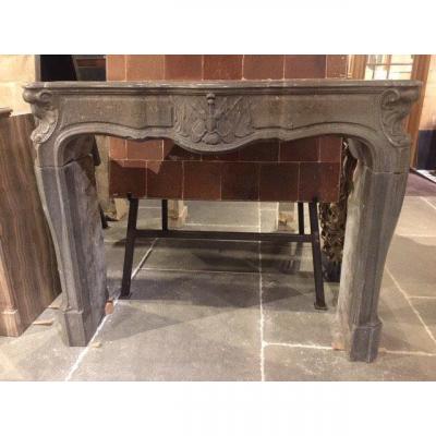 Fireplace In Grey Burgundian Stone ; Early 19th Century