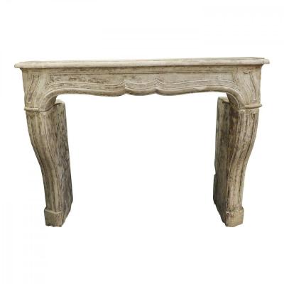 French Fireplace In Limestone, 19th Century