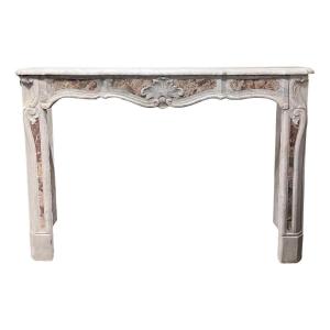 Carrara Marble Fireplace With Marquetry, 18th Century