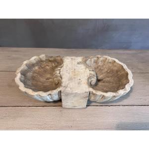 Double-sided Marble Font, Originally From Pietrasanta (italy), 18th Century