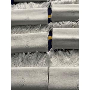 8 Old Guest Toilet Towels Damask Linen Silk Thread Refined Monogram Mj Old Linen