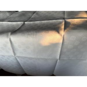 8 Sumptuous Antique Napkins 19th Century 95x78 Refined Monogram Ph Damascus Flowers Silk