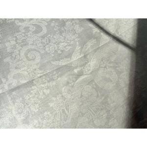 13 Antique Silk And Linen Napkins, Damask With Birds, Monogrammed Dd, Early 20th Century, 91x76cm