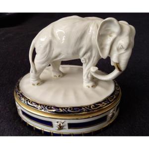 Elephant Candy Dish - Royal Dux - Bohemia - Painted And Gilded Porcelain