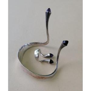 925 Sterling Silver Jewelry - Georg Jensen - Bracelet And Ring - 1972 - 