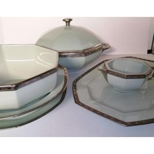 Limoges Porcelain - Raynaud - 54 Pieces - Celadon Clay - Agath Patina - 1970 - 1975