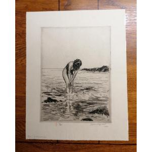 Lucien Grandgerard (1880-1970) - Etching - Nude Woman - XX° - N° 7 - 50