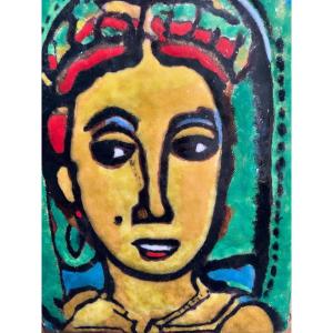 Madame Carmencita Enamel On Copper After Georges Rouault By R. Trameau