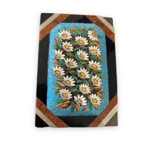 Paperweight In Micromosaic And Stone Marquetry Decorated With Flowers