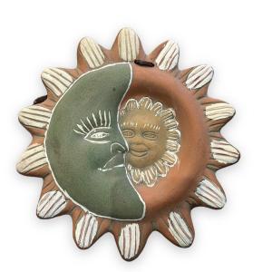Sun And Moon Polychrome Mural Terracotta
