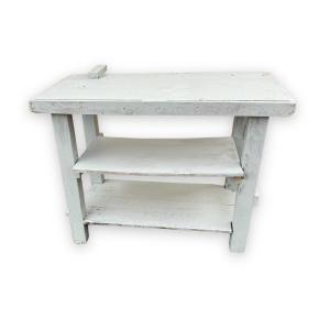 Light Blue Painted Wooden Workbench