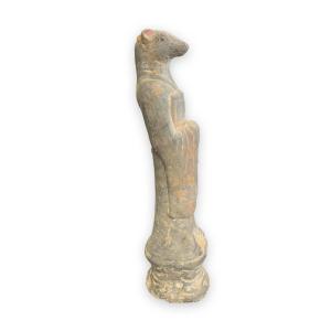 Statuette "rat" Of The Chinese Zodiac In Terracotta