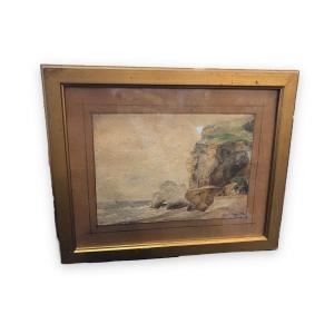 The Cliffs Of Etretat Watercolor By Hélène Amamieux