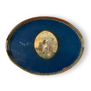 Important XIXth Legitimist Tray In Lacquered Sheet Metal