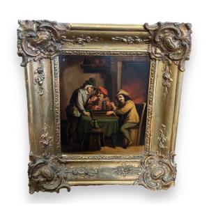 Oil On Copper XIXth The Players