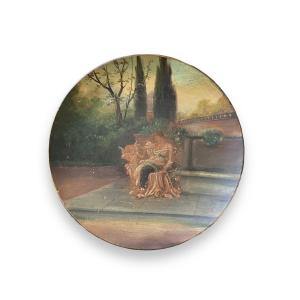 Important Painted Ceramic Vase Venus And Cupid