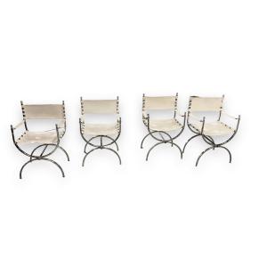 Maison Jansen 4 White Leather Armchair