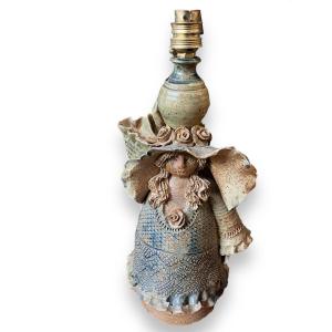 Catido Important Zoomorphic Lamp In Enamelled Sandstone