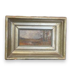 Miniature Oil On Panel Autumn Landscape