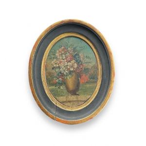 Floral Bouquet Oil On Copper XIXth