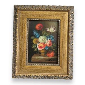 Still Life Bouquet Of Flowers In The Dutch Style Oil On Panel