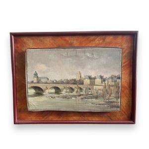 Oil On Canvas City Of Northern France Signed Lefebvre