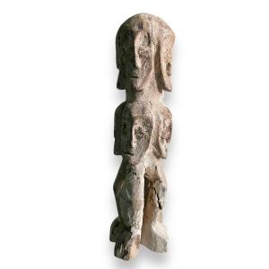 Sculpture In Light Wood And White Pigment Style Lega Rdc Bwani Ritual